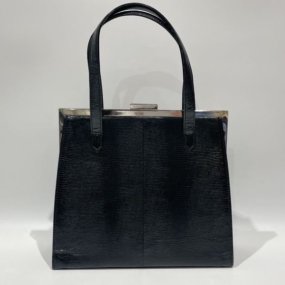 Saint Laurent Yves Logo Handbag  Black Embossed Plate - Picture 1 of 13